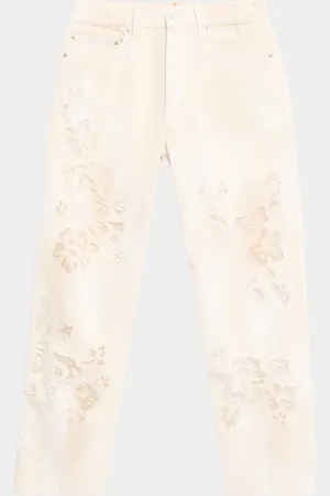 Ralph Lauren Aisling Floral Devore Straight-Leg Ankle Jeans