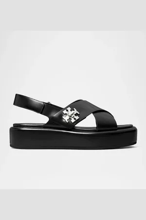 Tory Burch Crisscross Leather Slingback Platform Sandals