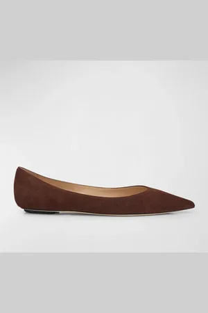Stuart Weitzman Emilia Suede Point-Toe Ballerina Flats