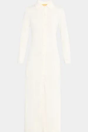 Guest In Residence Showtime Silk-Linen Maxi Shirtdress