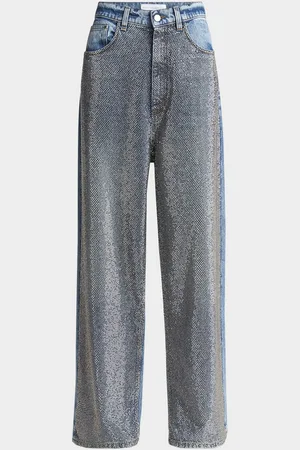Stella McCartney Crystal Hotfix Wide Leg Jeans