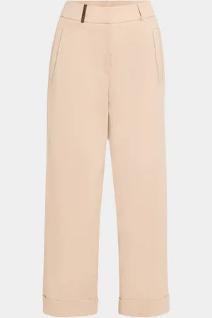 PESERICO SIGN Cropped Chain-Trim Stretch Cotton Pants