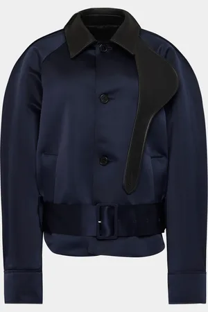 J.W.Anderson Belted Satin Rounded Blouson Jacket With Leather-Trim