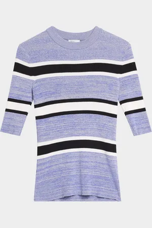 ROSETTA GETTY Striped Crop-Sleeve Sweater