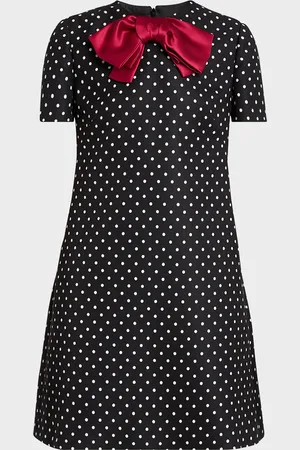 VALENTINO GARAVANI Satin Bow Polka Dot Shift Mini Dress