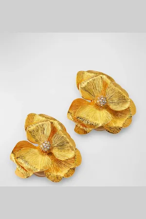 Kenneth Jay Lane 22k -Plated Crystal Cluster Flower Clip-On Earrings