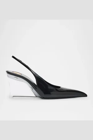 Saint Laurent Miller Leather Clear-Wedge Pumps