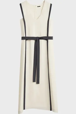 Joseph Muguet Contrast-Trim Silk Crepe Midi Dress