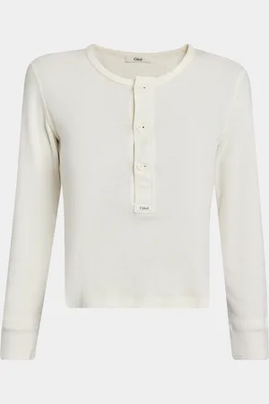 Chloé Long-Sleeve Rib Henley Top