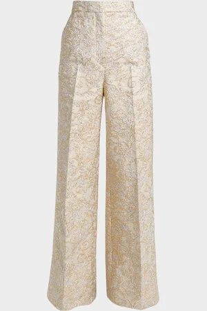 Stella McCartney High-Rise Metallic Brocade Wide-Leg Pants