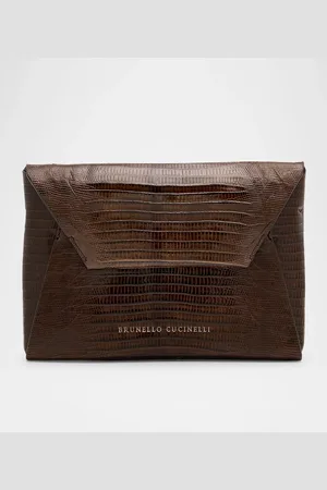 Brunello Cucinelli Envelope Flap Lizard Clutch Bag