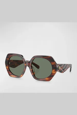 Tory Burch Quilted Chevron Acetate Round Sunglasses
