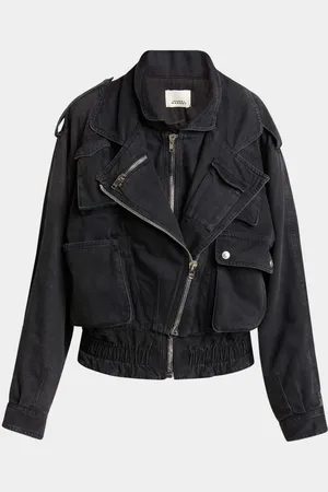 Isabel Marant Aneli Asymmetric Double Denim Bomber Jacket