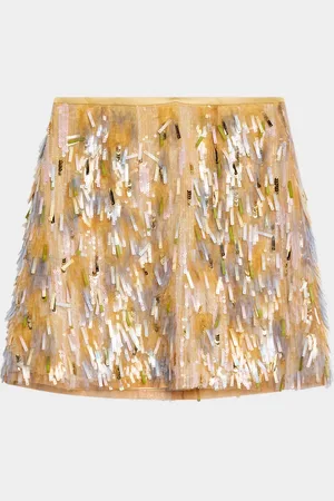 Sergio Hudson Hand Embroidered Sequin Mini Skirt