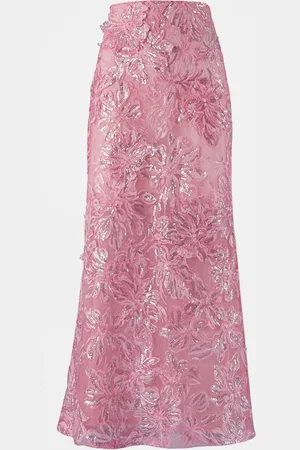 Silvia Tcherassi Astrid Sequin Embroidered Lace Midi Skirt