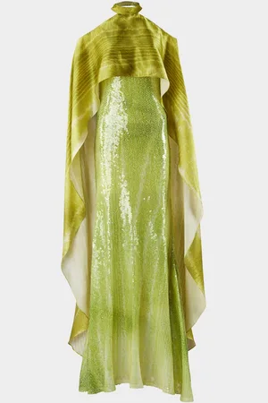Silvia Tcherassi Adelia Cold-Shoulder Silk Sequined Trumpet Dress