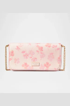 Kate Spade Serena spring pansies leather chain wallet