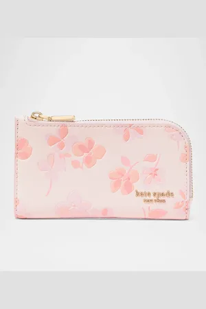 Kate Spade Devin small spring pansies leather bifold wallet