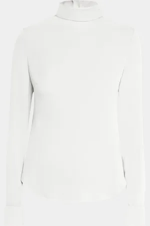 Giambattista Valli Mock-Neck Long-Sleeve Silk Blouse