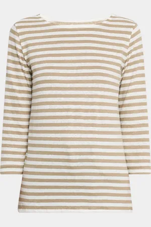 Majestic Striped Boat-Neck Stretch Linen Top