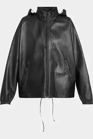 The Row Jilly Leather Zip Hooded Jacket