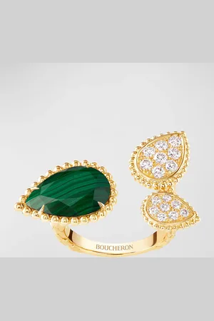 Boucheron Serpent Bohème 18K Malachite & Diamond 3-Motif Ring