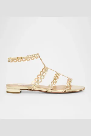 Aquazzura Infinity Metallic Chain T-Strap Sandals