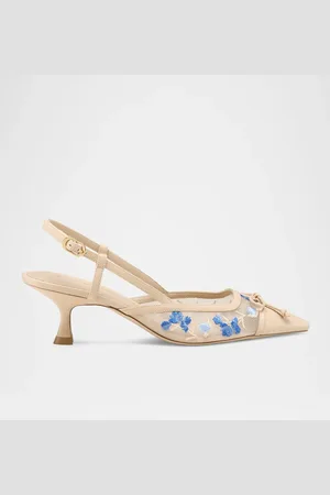 Stuart Weitzman Kitty Embroidered Slingback Pumps