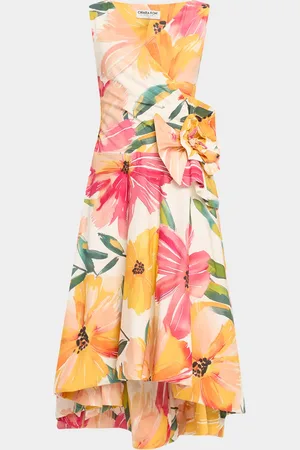 CHIARA BONI Sleeveless High-Low Rosette Midi Dress