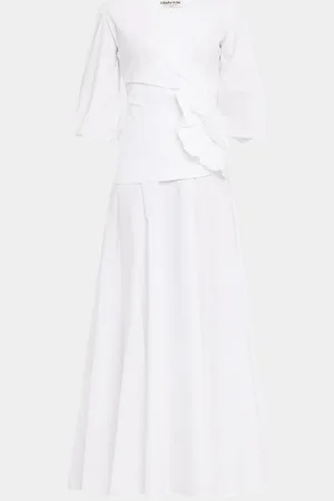 CHIARA BONI Flower-Embellished Stretch Cotton Maxi Dress