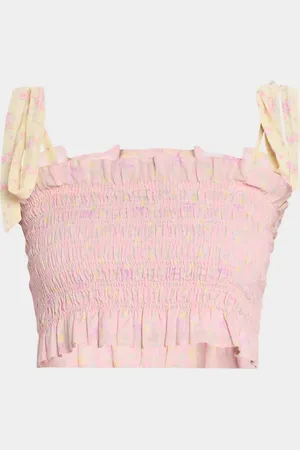 LOVESHACKFANCY Corbin Smocked Crop Top