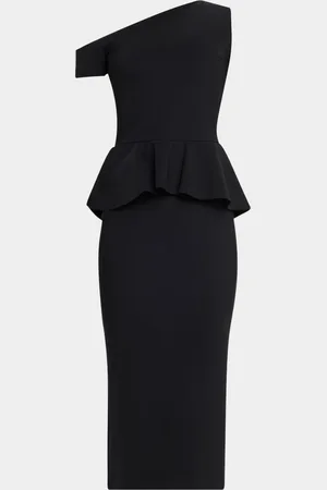 CHIARA BONI Bodycon One-Shoulder Peplum Midi Dress