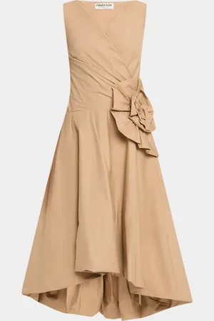 CHIARA BONI Sleeveless High-Low Rosette Midi Dress