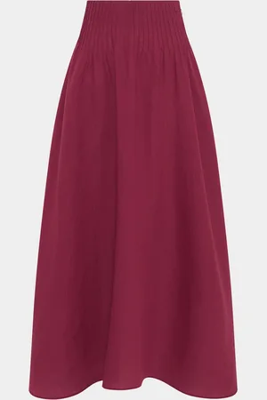 GABRIELA HEARST Penelope Pintuck Drop-Waist Maxi Linen Skirt