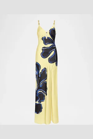 Rebecca Vallance Indigo Bloom Chain-Embellished Maxi Dress