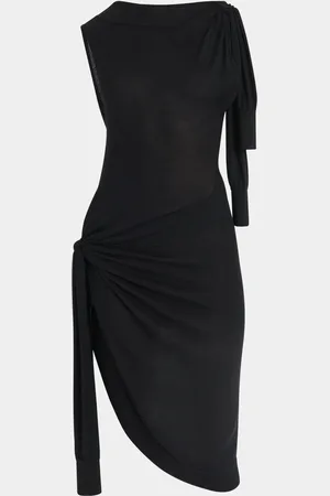 Salvatore Ferragamo Knotted Sleeveless Silk-Cotton Knit Midi Dress