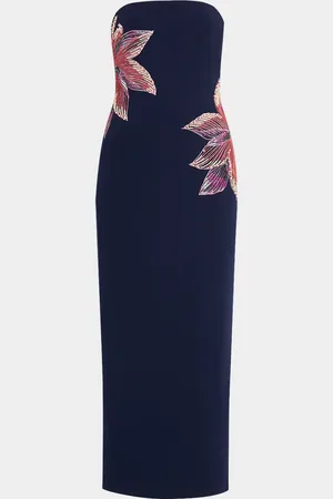 Aidan Mattox Strapless Floral Beaded Column Gown