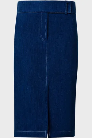 AKRIS Cotton Stretch Denim Midi Skirt