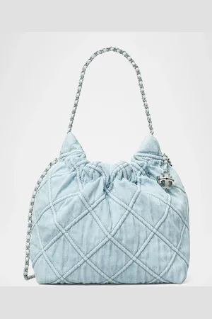 Tory Burch Fleming Mini Quilted Denim Hobo Bag