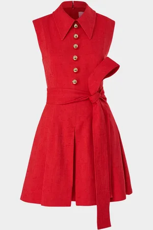 Carolina Herrera Sleeveless Pleated Mini Shirtdress