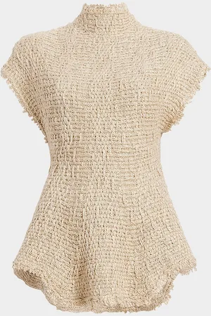 Khaite Gilles Short-Sleeve Woven Peplum Top