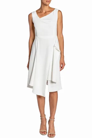 Santorelli Shirley1 Cowl-Neck Asymmetric Dress
