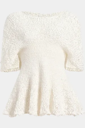 Khaite Mathilde Peplum Batwing Cotton Top