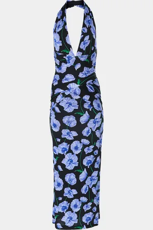 Carolina Herrera Plunging Halter Draped Ankle Dress