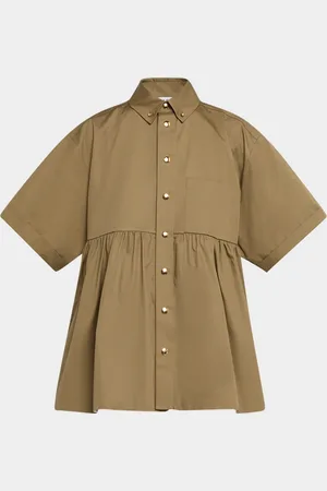 DICE KAYEK Gathered Short-Sleeve Oversized Shirt
