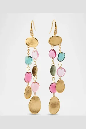 Marco Bicego Lunaria 18K Yellow Gold Multi-Color Drop Earrings with Diamonds