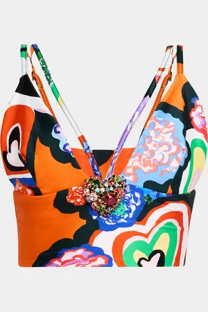 AREA Heart Print Bustier Top