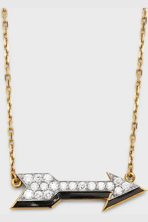 David Webb Motif 18k Gold Diamond Arrow Pendant Necklace with Black Enamel