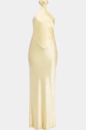 Retrofete Ester Backless Halter Satin Gown