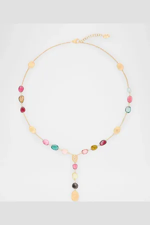 Marco Bicego 18K Lunaria Lariat Necklace with Mixed Tourmalines